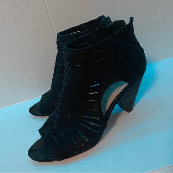 Vince Camuto Eldora Black sueded leather wedge Shoes sz 9M - Picture 3 of 14